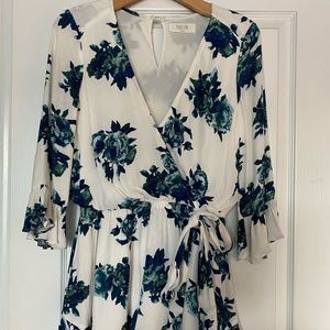 Peach Love Blue Flower Romper